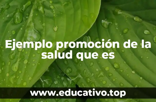 Ejemplo promoción de la salud que es