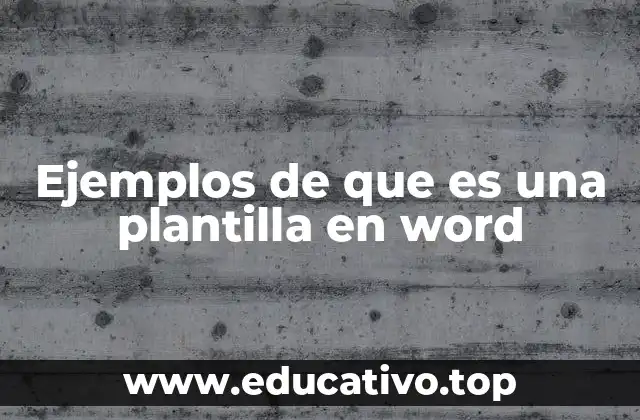 Ejemplos de que es una plantilla en word