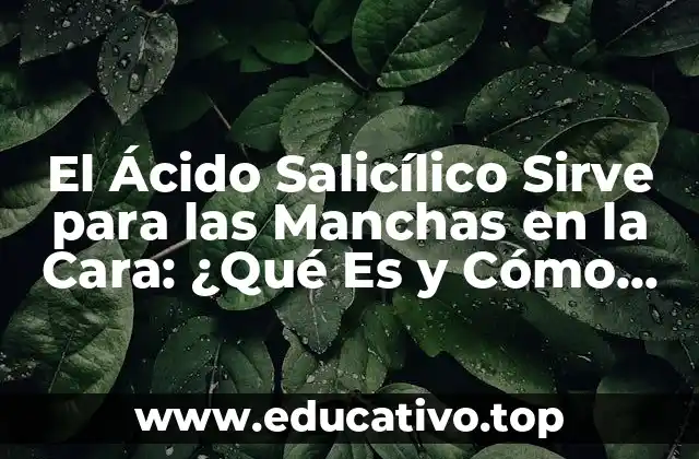 El Ácido Salicílico Sirve para las Manchas en la Cara: ¿Qué Es y Cómo Funciona?