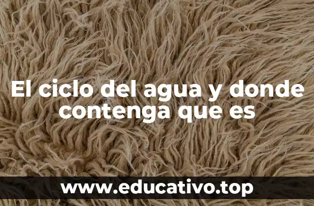 El ciclo del agua y donde contenga que es