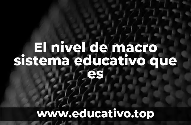 El nivel de macro sistema educativo que es