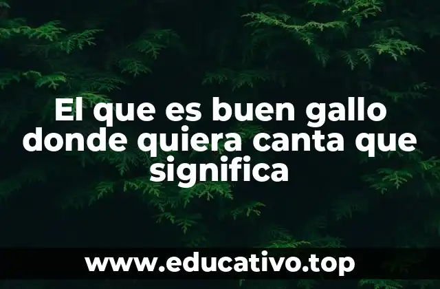 El que es buen gallo donde quiera canta que significa