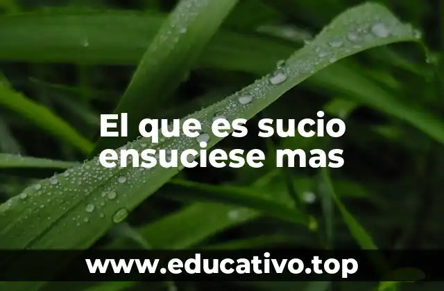 El que es sucio ensuciese mas