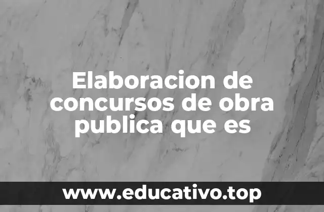 Elaboracion de concursos de obra publica que es