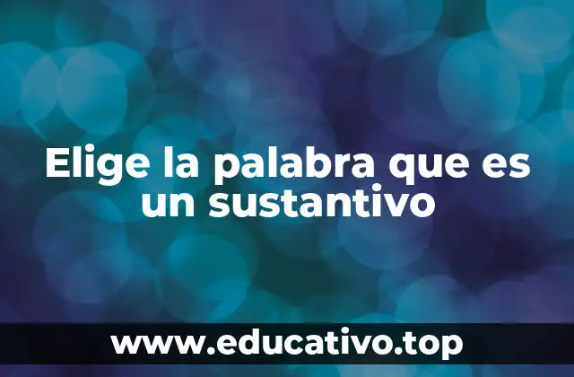 Elige la palabra que es un sustantivo