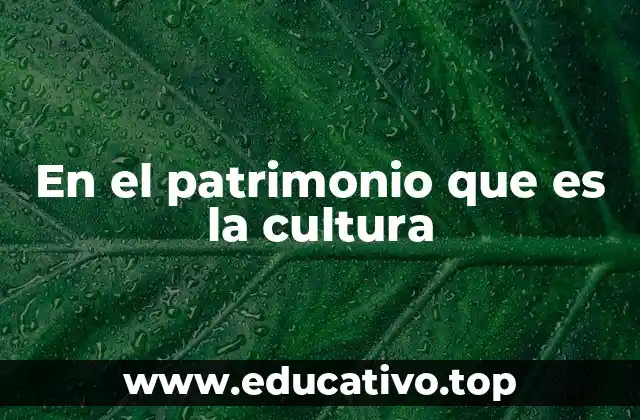 En el patrimonio que es la cultura
