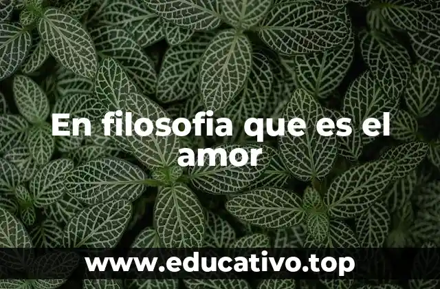 En filosofia que es el amor