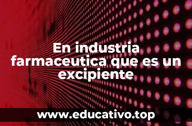 En industria farmaceutica que es un excipiente