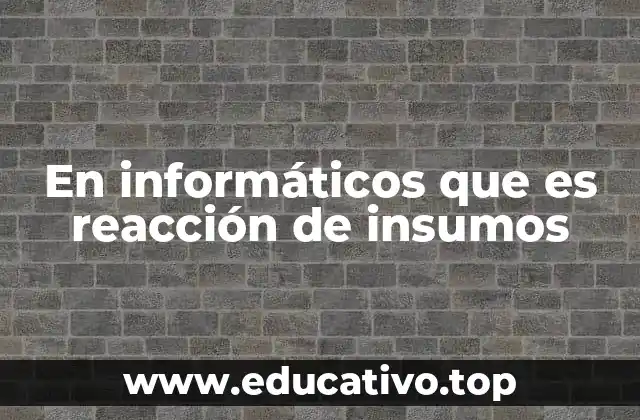 En informáticos que es reacción de insumos