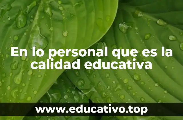 En lo personal que es la calidad educativa
