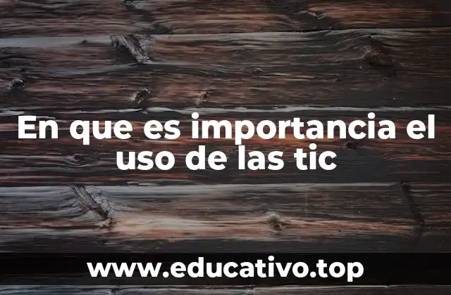 En que es importancia el uso de las tic