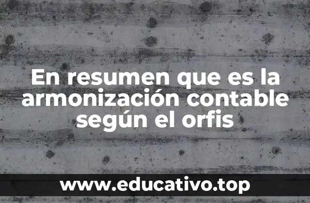 En resumen que es la armonización contable según el orfis