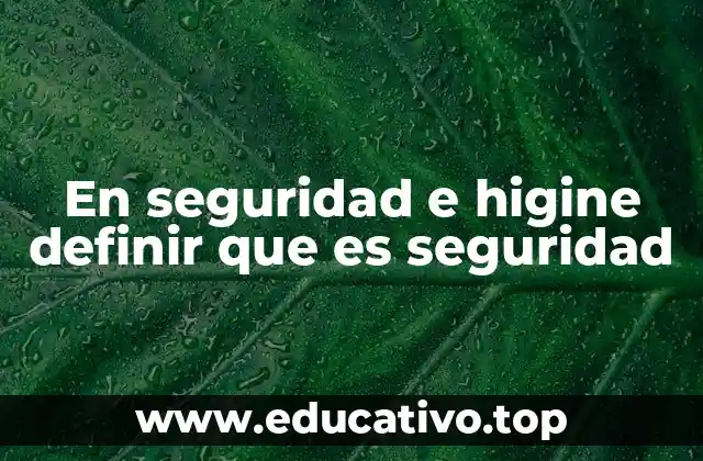 En seguridad e higine definir que es seguridad