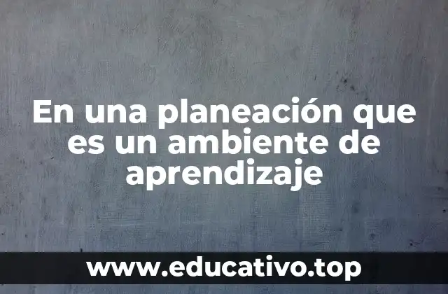 En una planeación que es un ambiente de aprendizaje