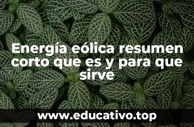 Energía eólica resumen corto que es y para que sirve