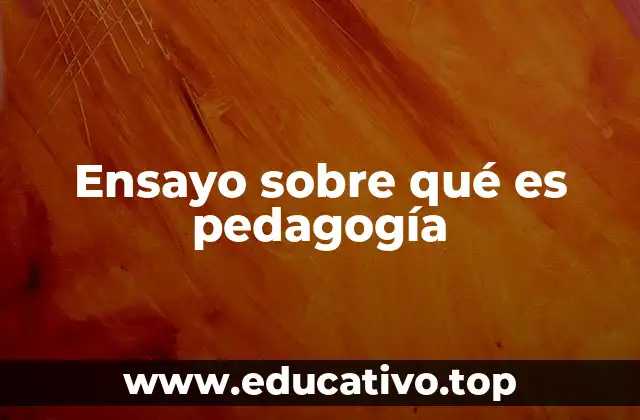 Ensayo sobre qué es pedagogía
