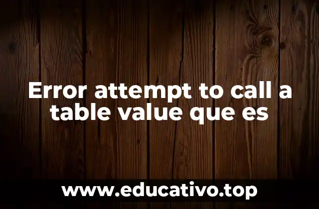Error attempt to call a table value que es