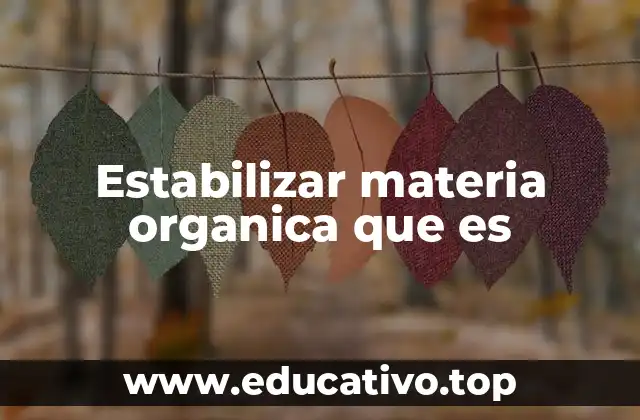 Estabilizar materia organica que es