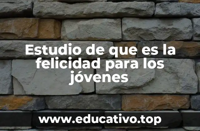 Estudio de que es la felicidad para los jóvenes