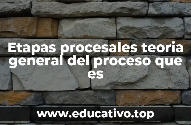 Etapas procesales teoria general del proceso que es