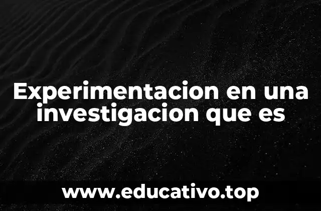 Experimentacion en una investigacion que es