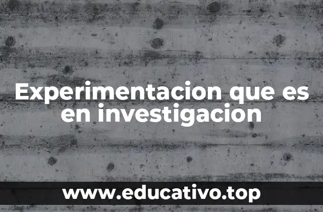 Experimentacion que es en investigacion