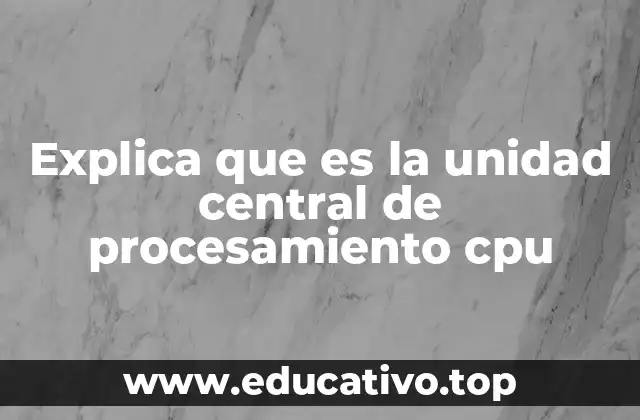 Explica que es la unidad central de procesamiento cpu