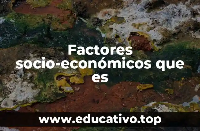 Factores socio-económicos que es