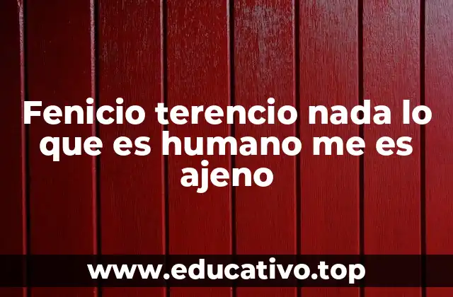Fenicio terencio nada lo que es humano me es ajeno