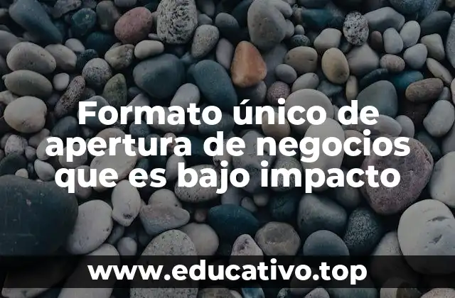 Formato único de apertura de negocios que es bajo impacto