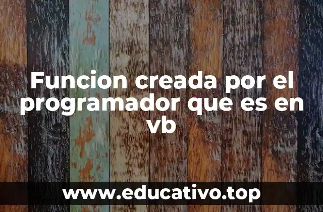 Funcion creada por el programador que es en vb