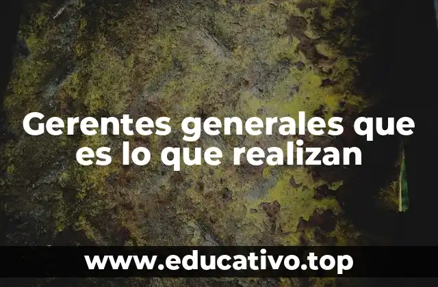 Gerentes generales que es lo que realizan