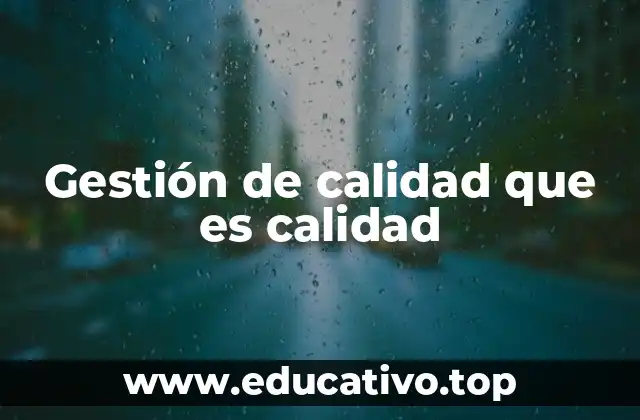 Gestión de calidad que es calidad