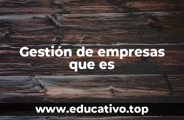 Gestión de empresas que es