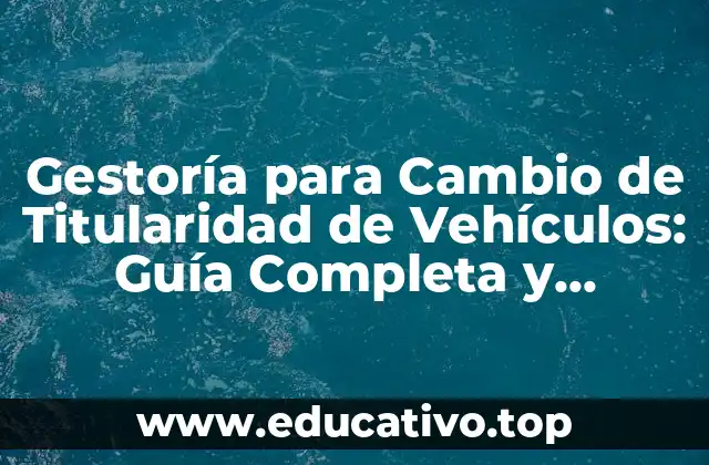Gestoría para Cambio de Titularidad de Vehículos: Guía Completa y Actualizada