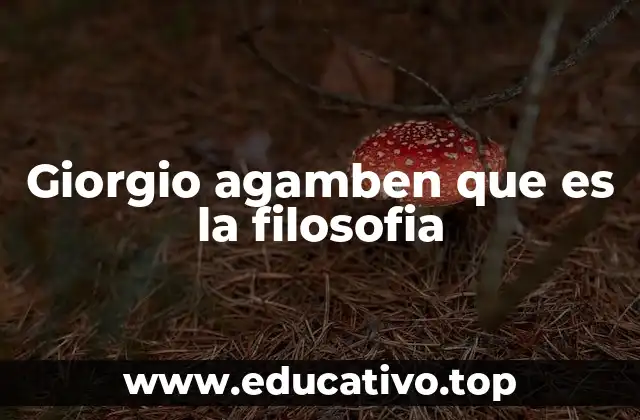 Giorgio agamben que es la filosofia