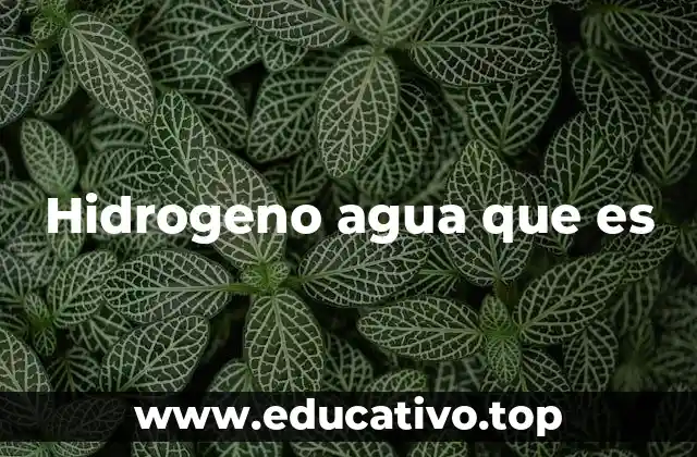 Hidrogeno agua que es