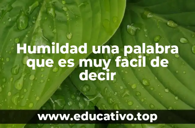 Humildad una palabra que es muy facil de decir