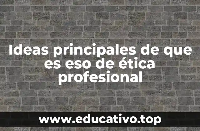 Ideas principales de que es eso de ética profesional