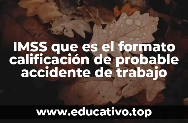 IMSS que es el formato calificación de probable accidente de trabajo