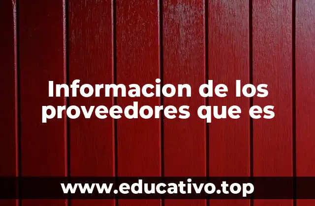 Informacion de los proveedores que es