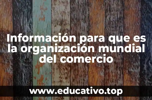 Información para que es la organización mundial del comercio