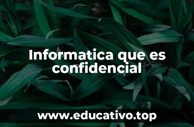Informatica que es confidencial