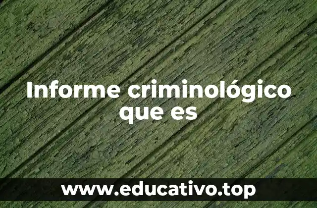 Informe criminológico que es