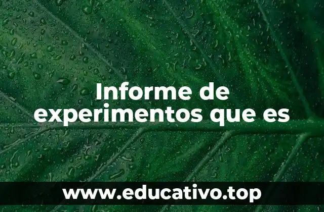 Informe de experimentos que es