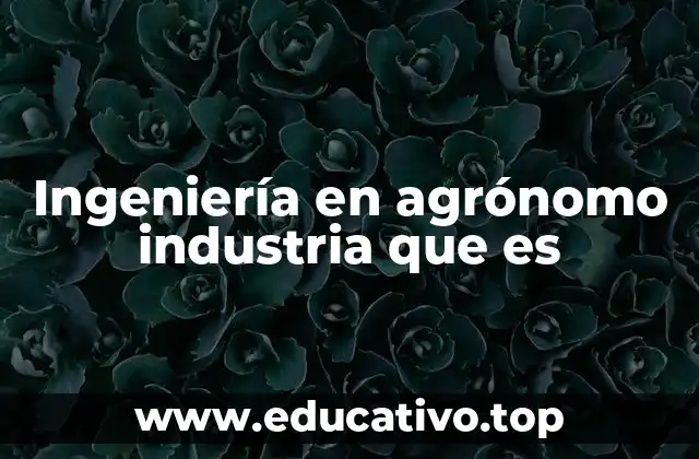 Ingeniería en agrónomo industria que es