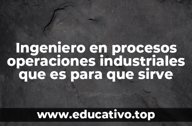 Ingeniero en procesos operaciones industriales que es para que sirve