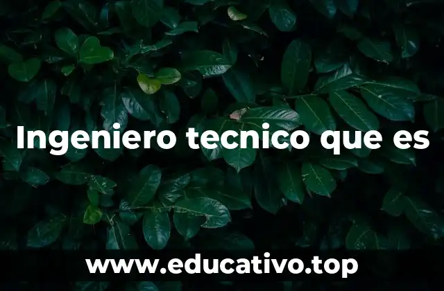 Ingeniero tecnico que es