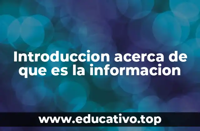 Introduccion acerca de que es la informacion