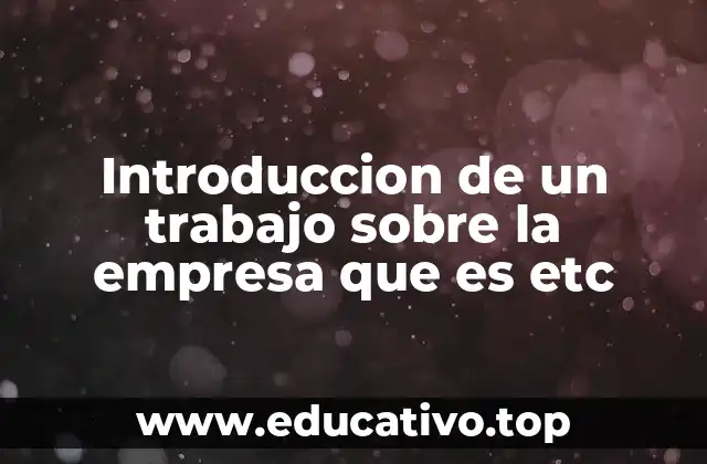 Introduccion de un trabajo sobre la empresa que es etc